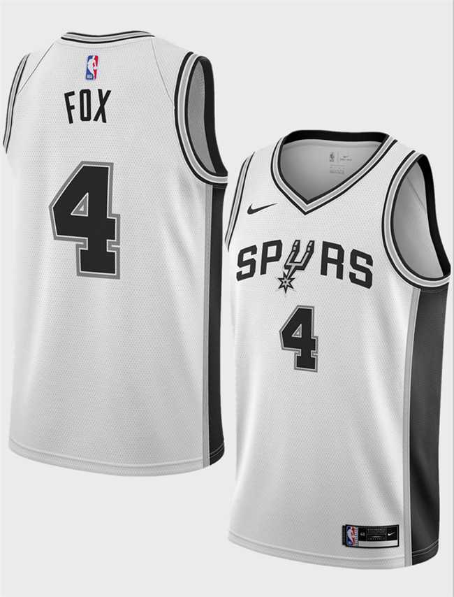 Mens San Antonio Spurs #4 DeAaron Fox White 2024-25 Association Edition Stitched Jersey Dzhi->san antonio spurs->NBA Jersey